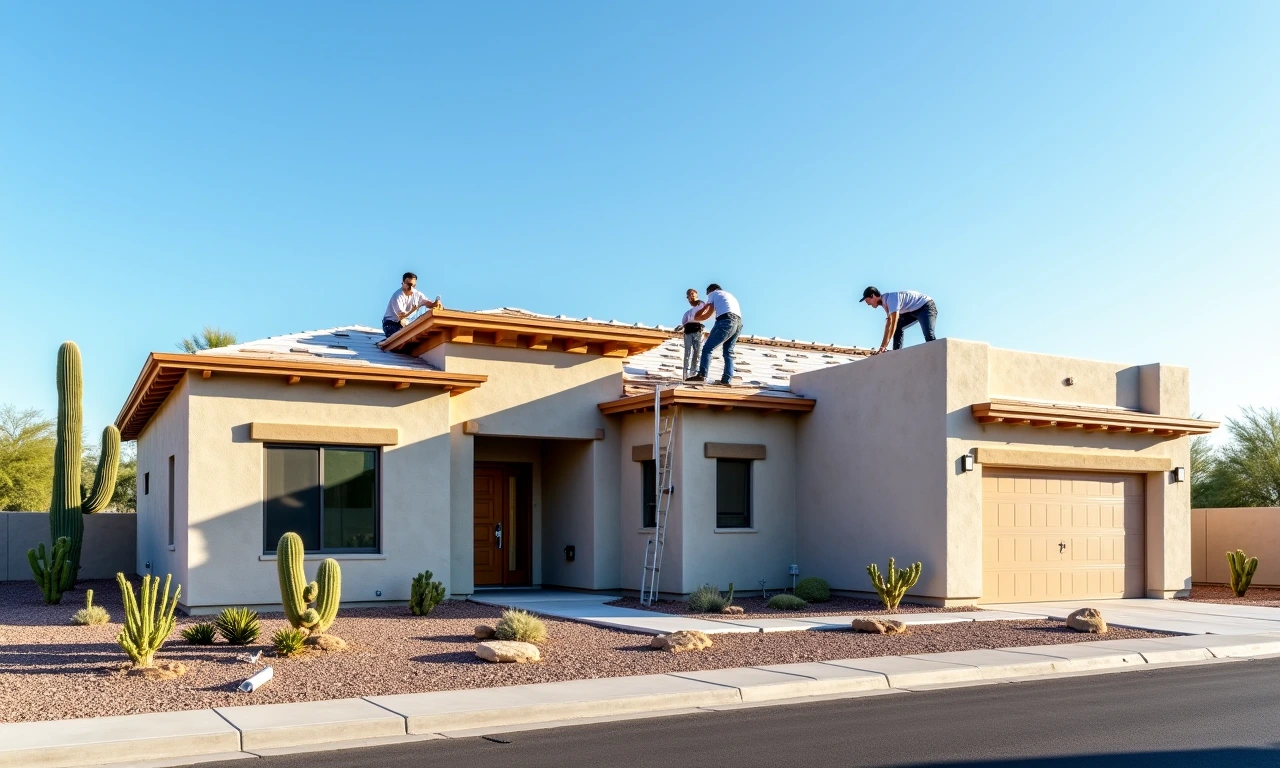 New roof installation on residential construction in Tucson, AZ